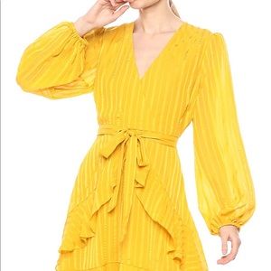 Astr the Label Front Ruffle Dress in Gold